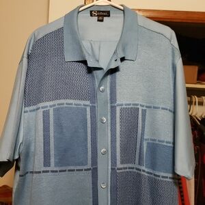 Mens light blue silversilk walking suit short sleeved with pants size 3xl 44